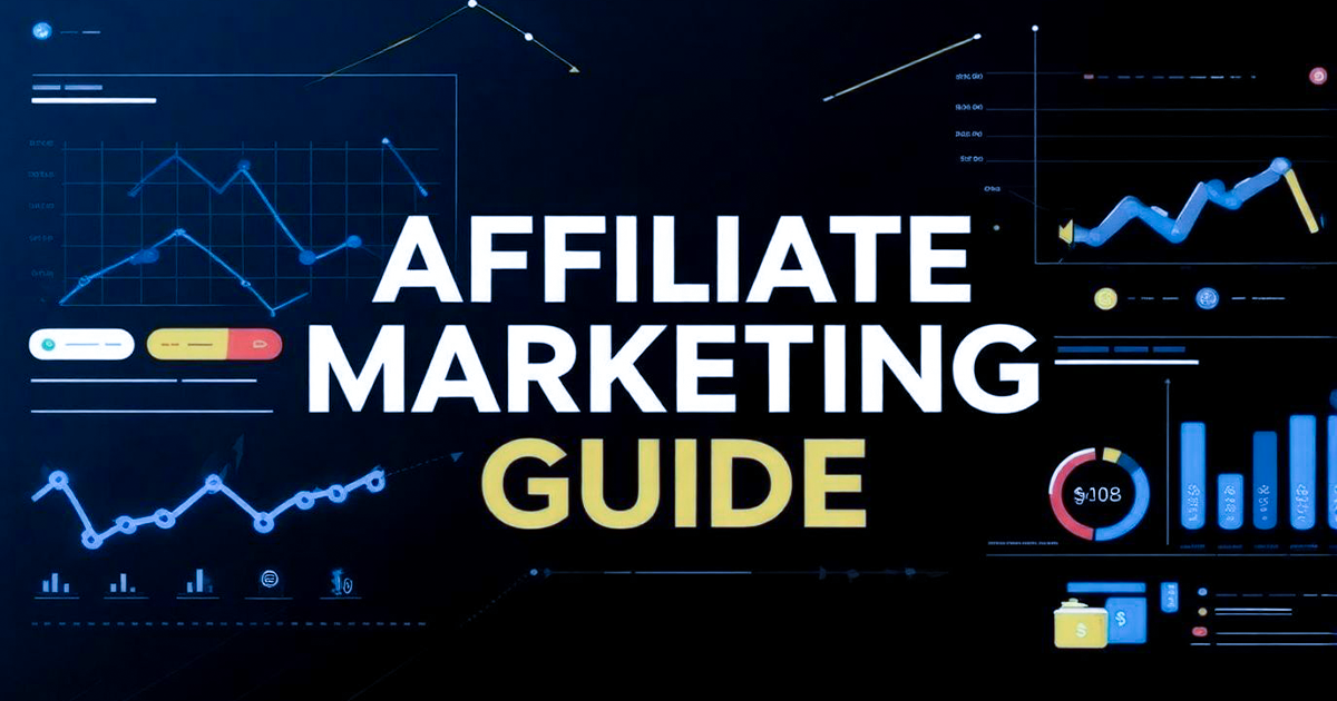 "Graphic showing the Best 15 Affiliate Marketing Websites with digital marketing icons and a laptop screen."